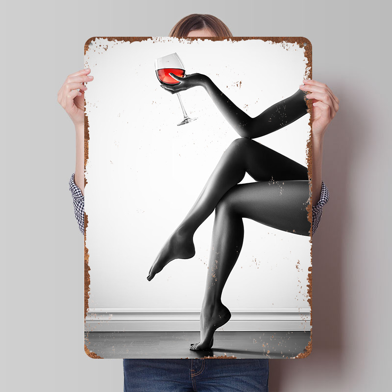 Women Accessories Poster - Şık Kadın Şarap Kadehi Ile Teneke
