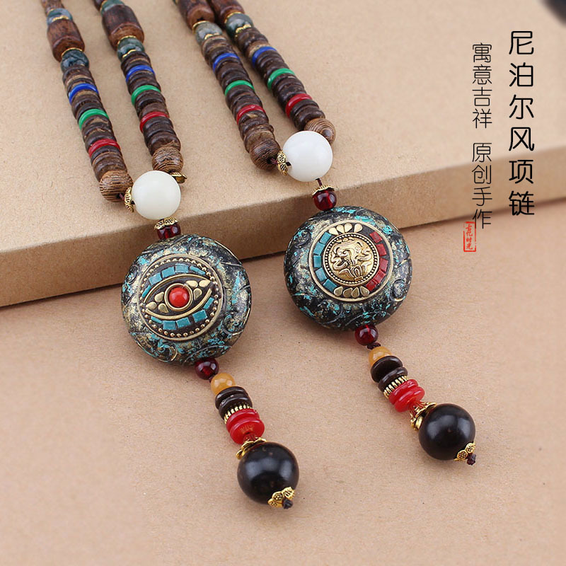 Women Accessories Nepal - Nepal kolye kazak zinciri ahşap Buda
