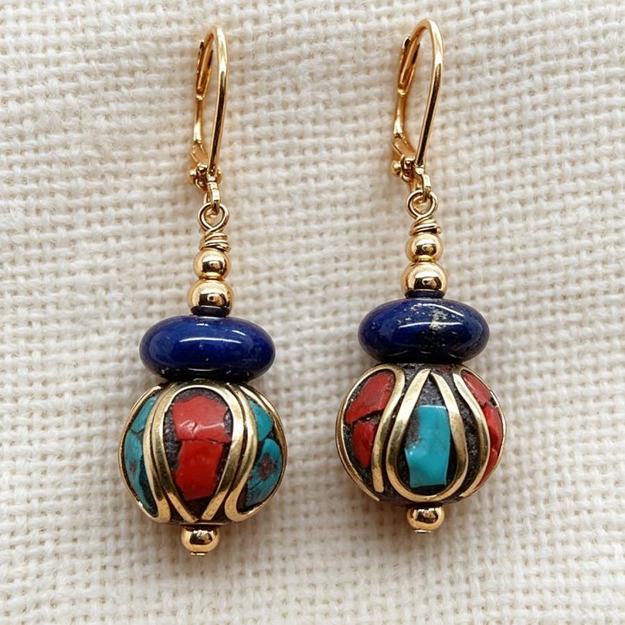 Women Accessories Nepal - Sarkan El Yapımı Nepal Mavi Lapis