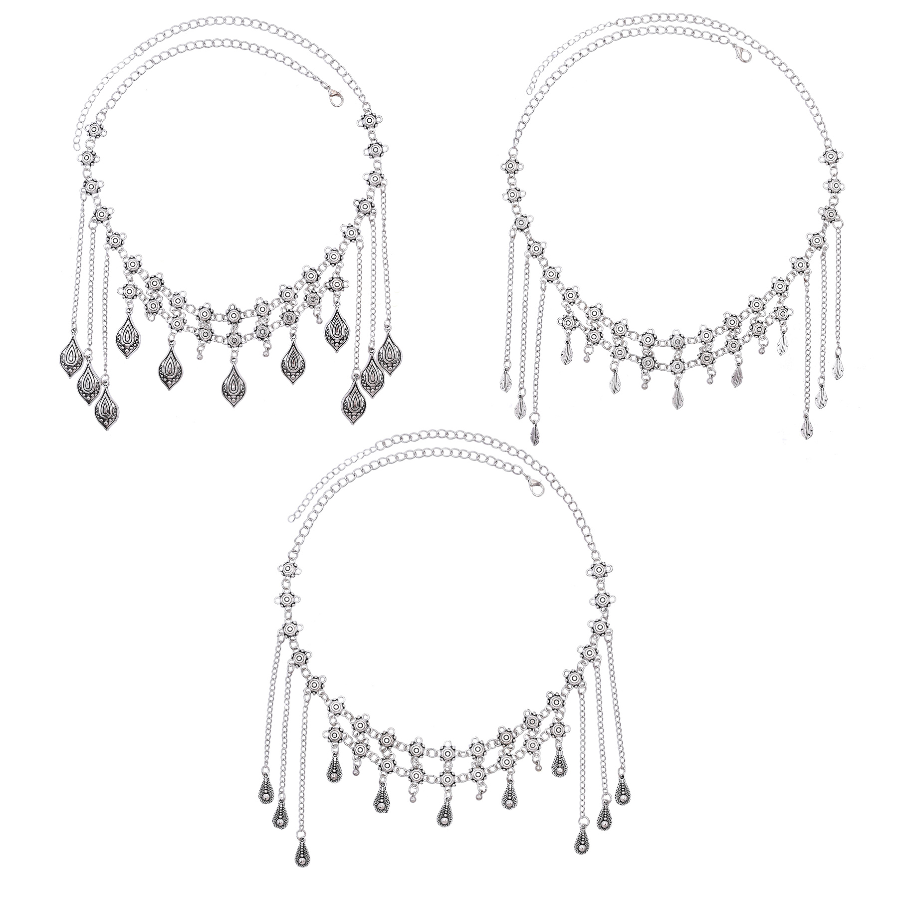 Women Accessories Nepal - Vintage Simli Alaşım Uzun Zincir Yaprak