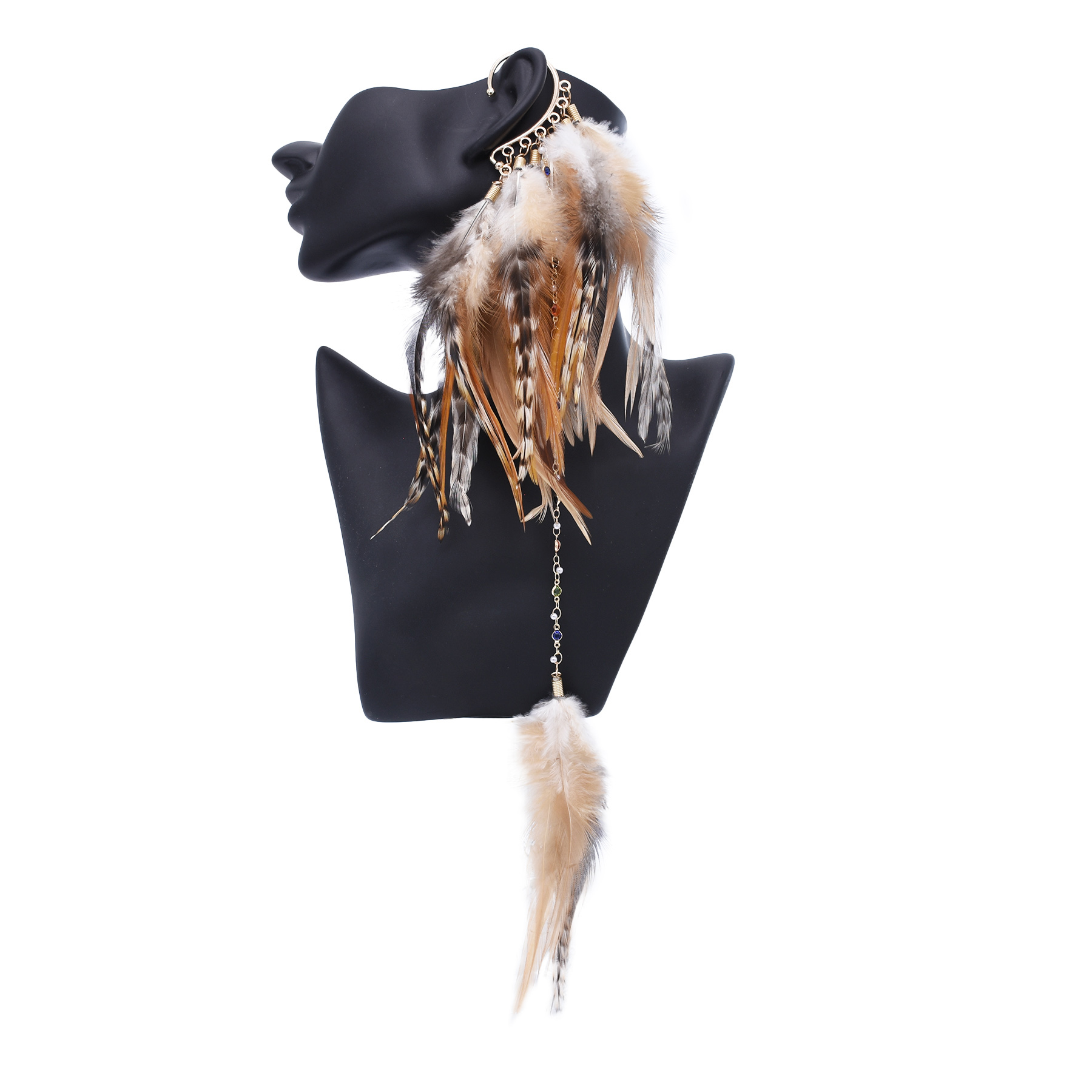 Women Accessories India - Bohem Etnik Tarz Tüy Damla Küpeler