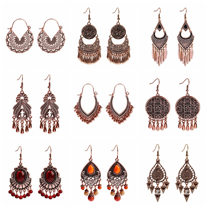 Women Accessories India - Kadın Vintage Boho etnik gül altın