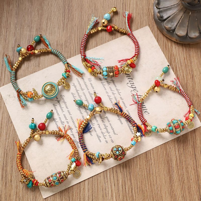 Women Accessories Nepal - Tibet Retro Dokuma Bilezik Nepal Bakır