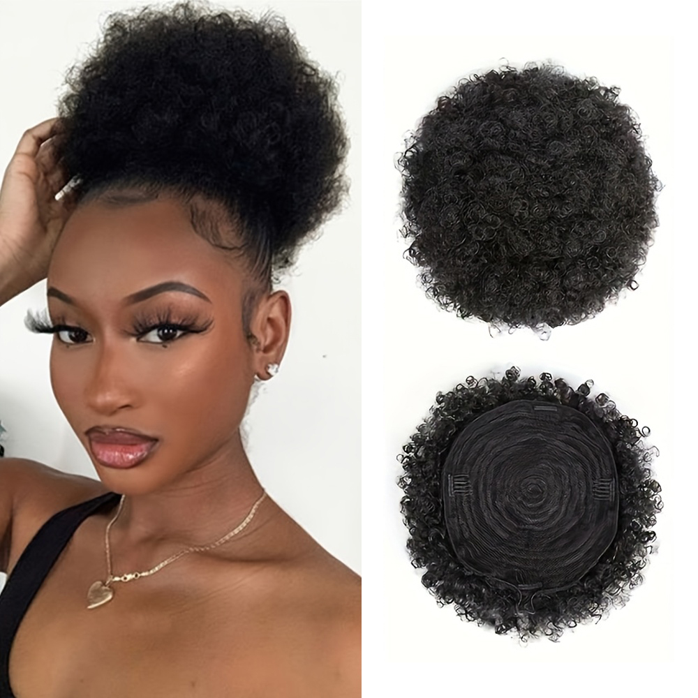 Women Accessories India - Afro Kıvırcık Topuzlar %100 Gerçek Saç
